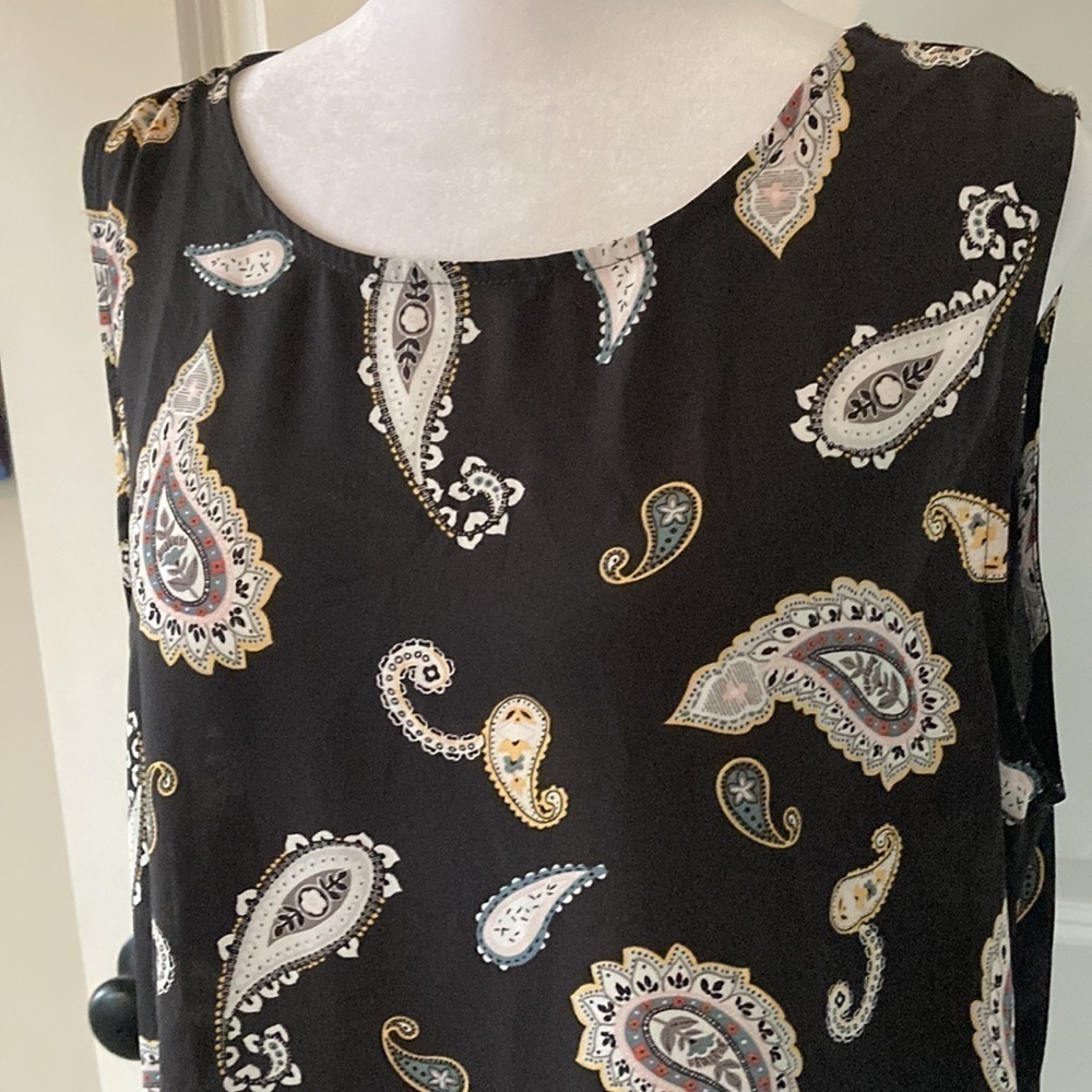 LOFT Outlet large petite blouse sleeveless paisley brown - Picture 2 of 10